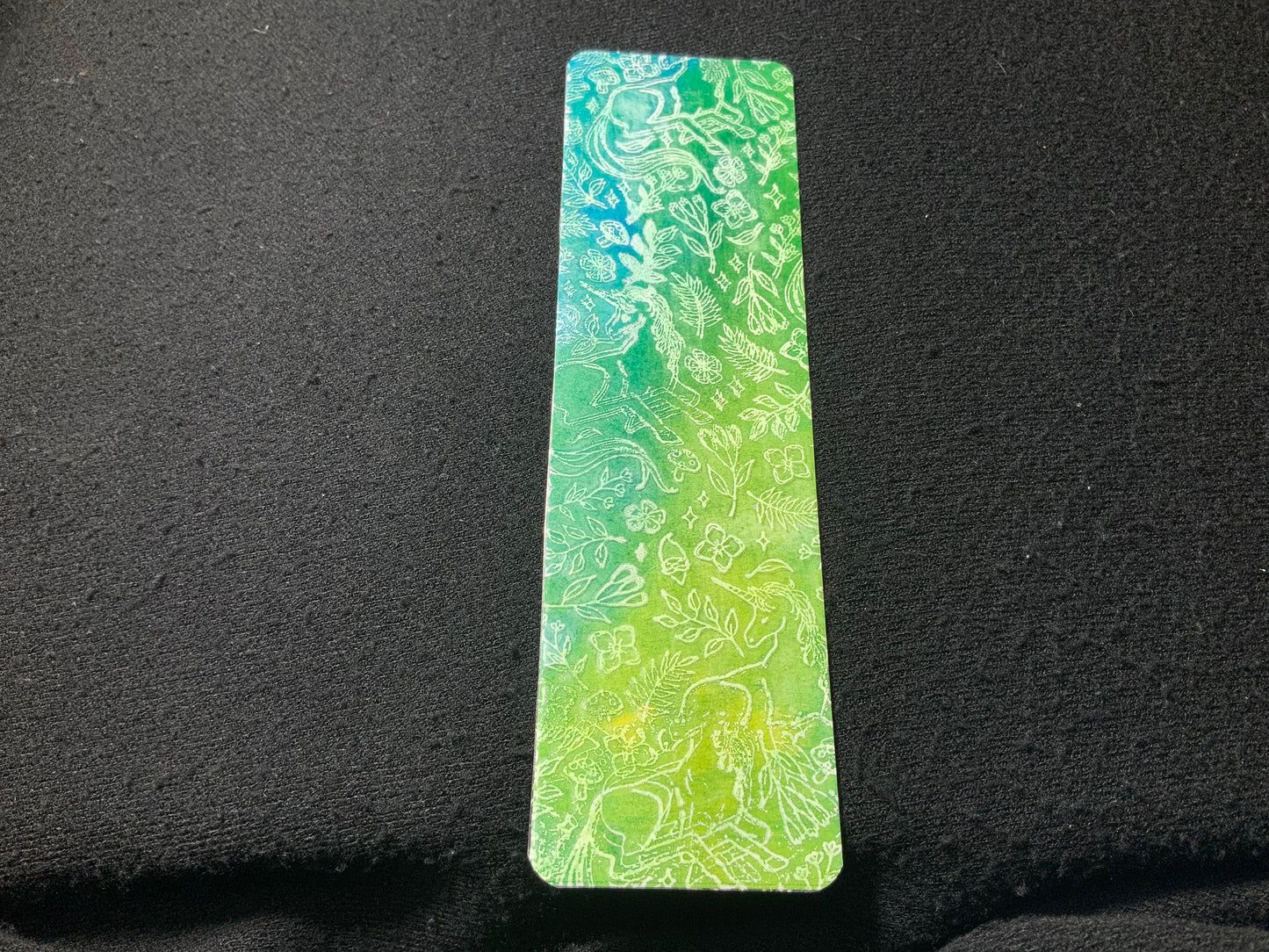 Watercolor Unicorn Bookmark: Green & Blue 1